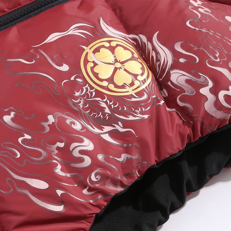 メンズダウン 伝統的な刺繍入り保温ベスト