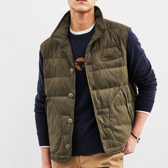 メンズダウン 高級感漂う暖かキルティングベスト