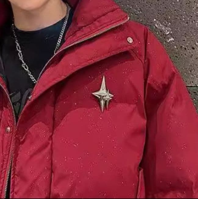 メンズダウン 星印デザイン ボリューム中綿ジャケット