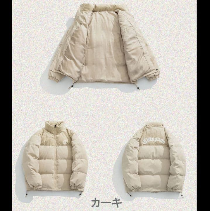 メンズダウン 刺繍デザイン 中綿ジャケット 男女兼用 秋冬防寒アウター