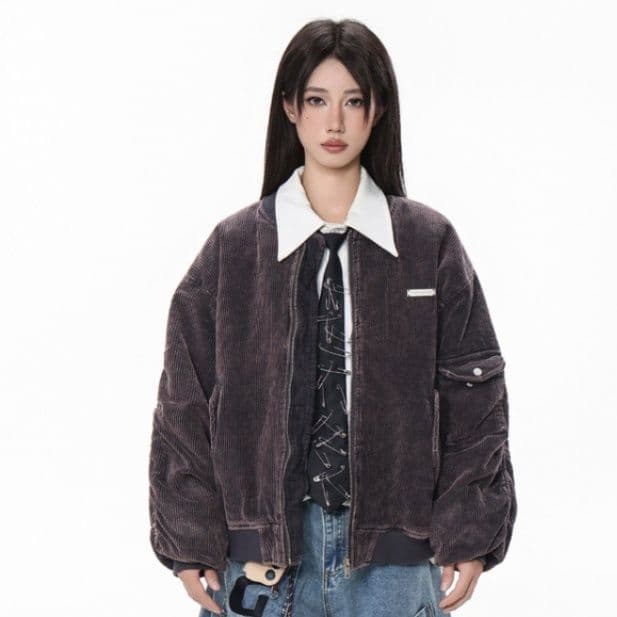 メンズダウン 【2025年冬新作】復古風コーデュロイ中綿ジャケット男女兼用