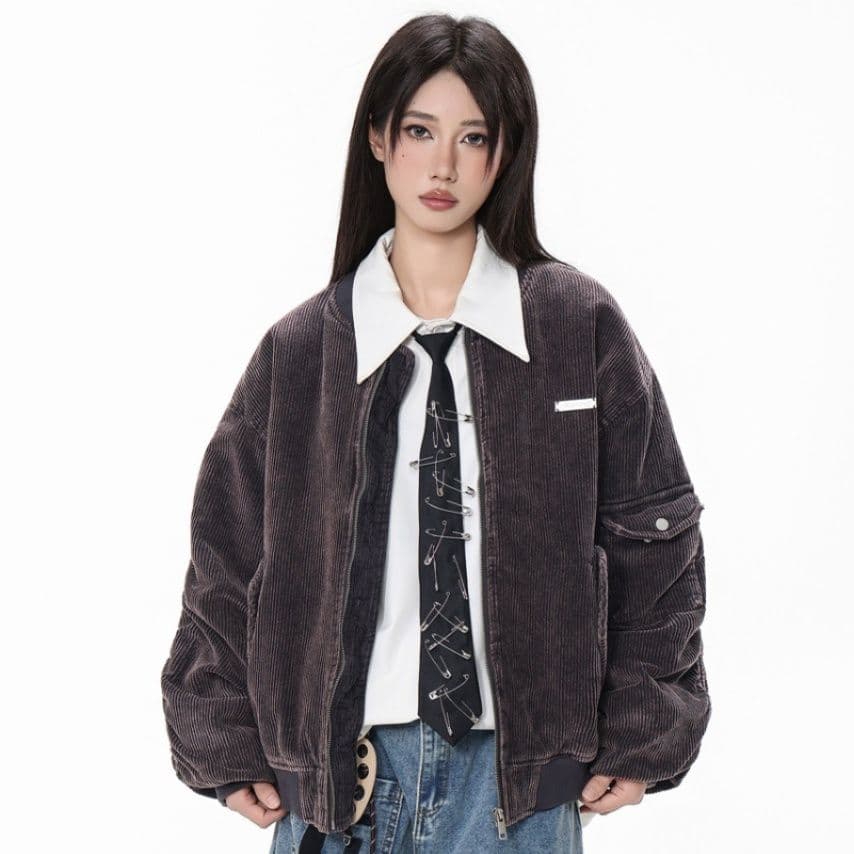 メンズダウン 【2025年冬新作】復古風コーデュロイ中綿ジャケット男女兼用