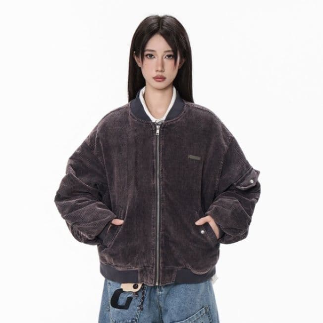 メンズダウン 【2025年冬新作】復古風コーデュロイ中綿ジャケット男女兼用