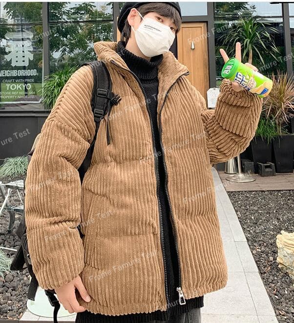 メンズダウン 男性用厚手防寒ダウンジャケット コーデュロイ素材