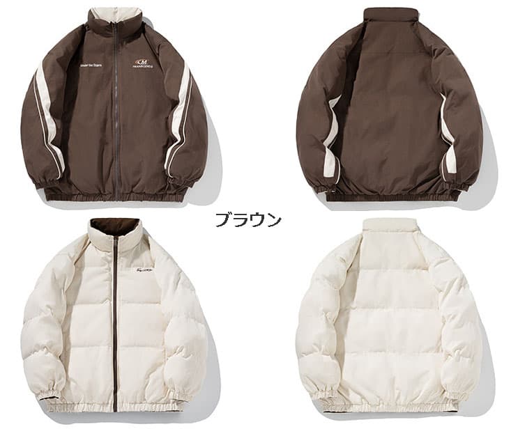 メンズダウン 【2025新作】メンズ両面着用可能中綿ジャケット復古風配色デザイン全2色