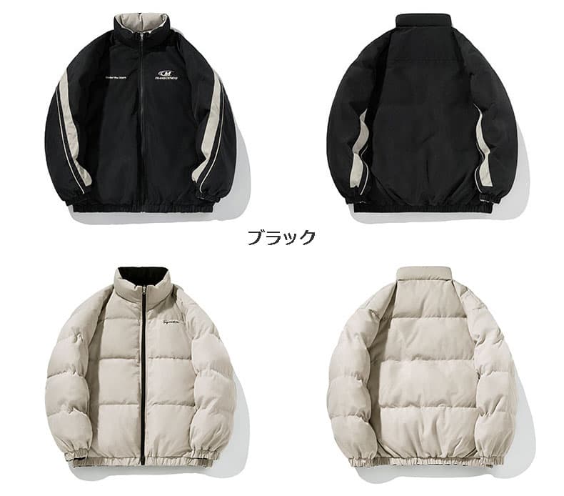 メンズダウン 【2025新作】メンズ両面着用可能中綿ジャケット復古風配色デザイン全2色