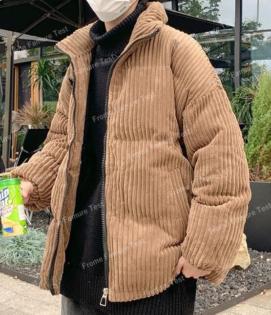 メンズダウン 男性用厚手防寒ダウンジャケット コーデュロイ素材